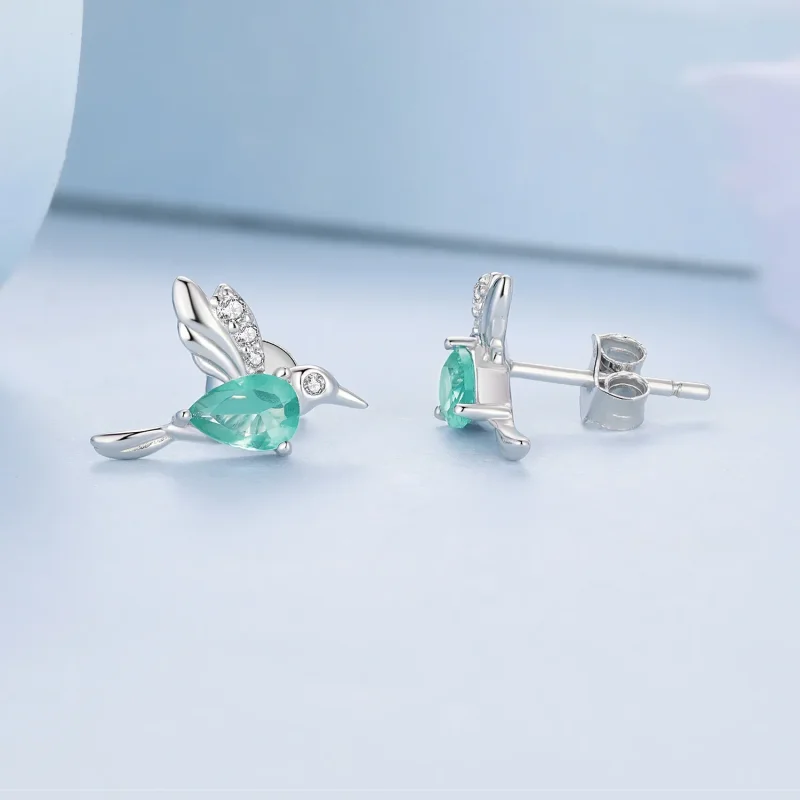 (immagine per) Orecchini a bottone con pendente a forma di colibrì in stile Pandora - BSE849 - Visualizza 3