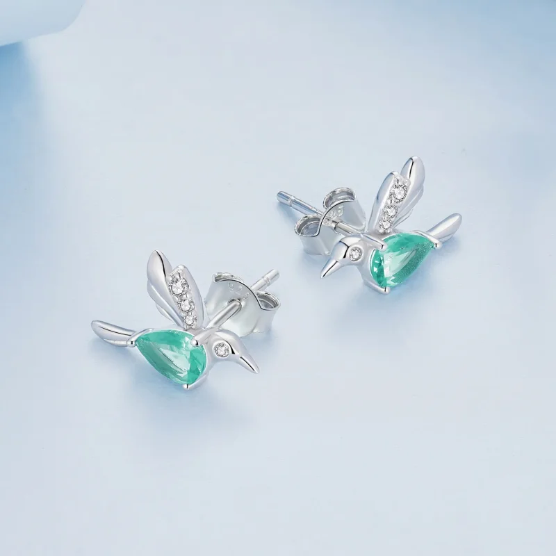 (immagine per) Orecchini a bottone con pendente a forma di colibrì in stile Pandora - BSE849 - Visualizza 4