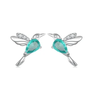 Orecchini a bottone con pendente a forma di colibrì in stile Pandora - BSE849 (immagine per) Orecchini a bottone con pendente a forma di colibrì in stile Pandora - BSE849