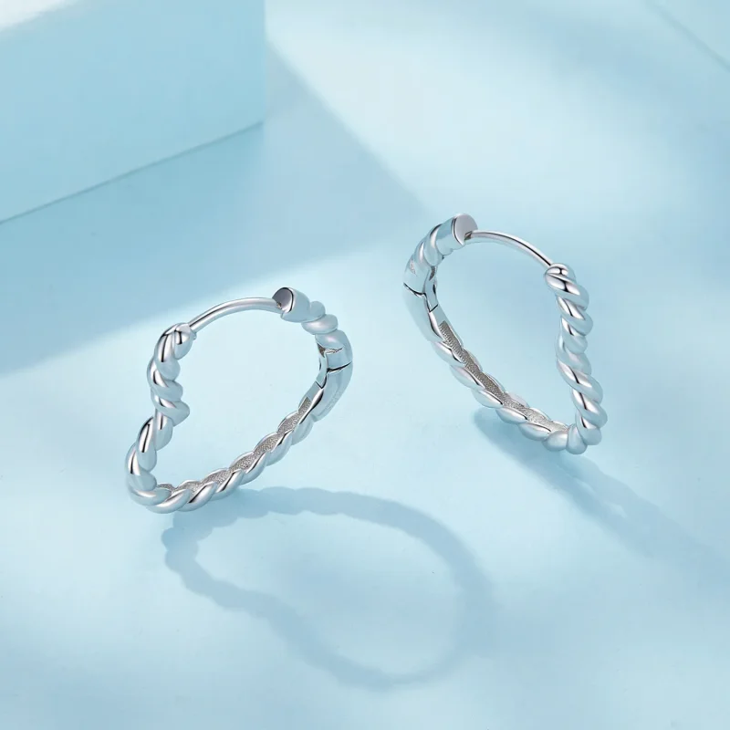(immagine per) Orecchini a cerchio a forma di cuore in stile Pandora - SCE1606 - Visualizza 3