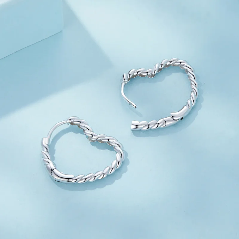 (immagine per) Orecchini a cerchio a forma di cuore in stile Pandora - SCE1606 - Visualizza 4