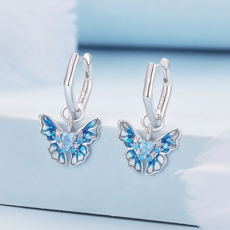 (immagine per) Orecchini a cerchio con farfalla stile Pandora - BSE845 - Visualizza 2