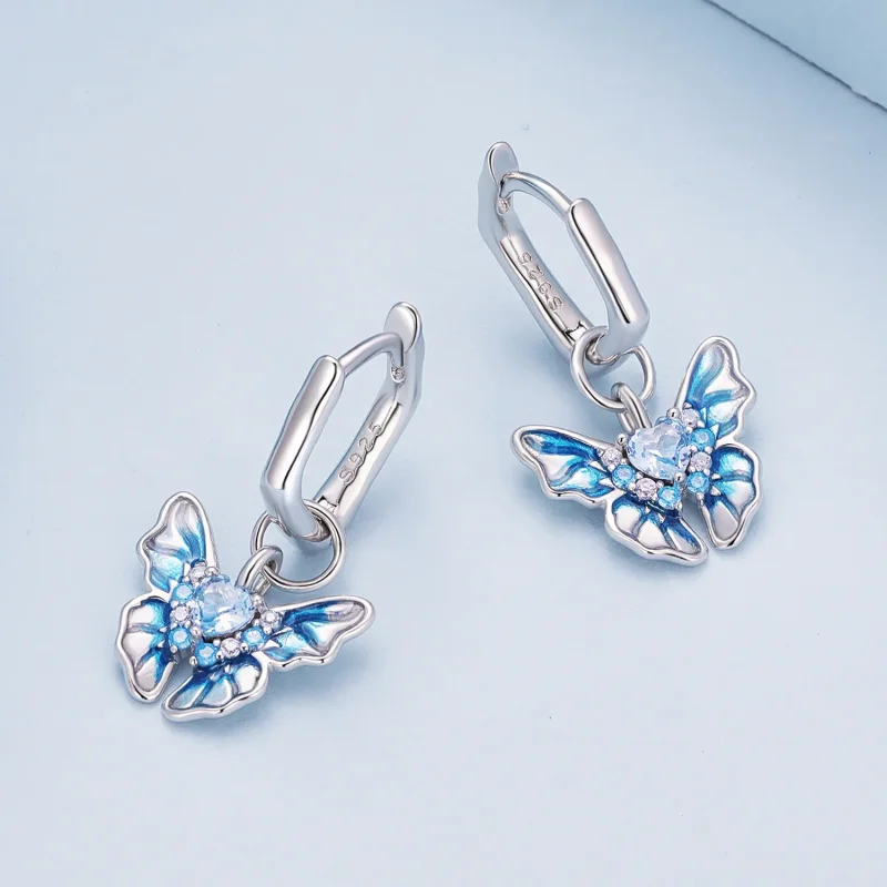 (immagine per) Orecchini a cerchio con farfalla stile Pandora - BSE845 - Visualizza 3