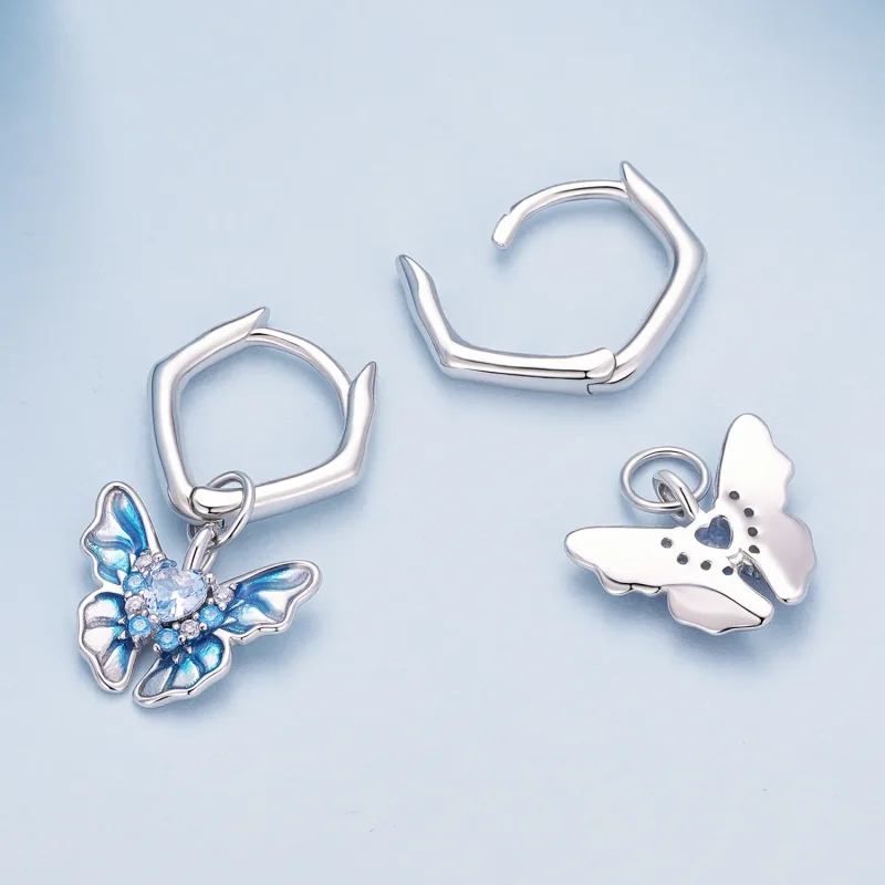 (immagine per) Orecchini a cerchio con farfalla stile Pandora - BSE845 - Visualizza 4