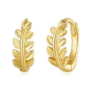 Orecchini a cerchio con foglie di stile Pandora - BSE500-B (immagine per) Orecchini a cerchio con foglie di stile Pandora - BSE500-B