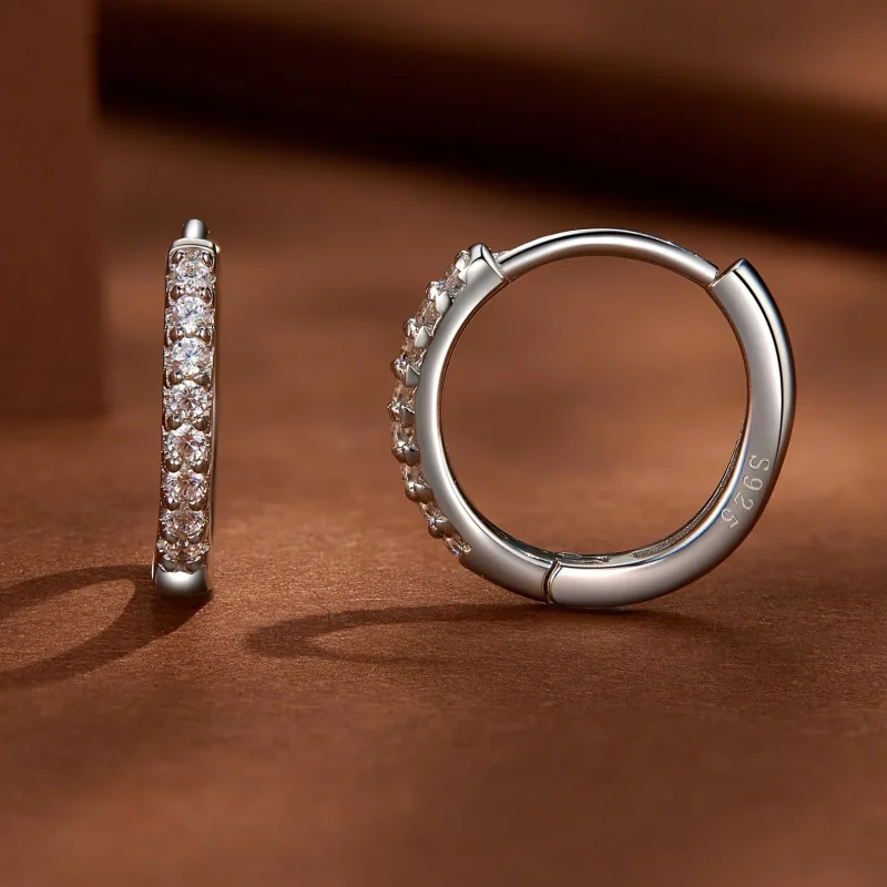 (immagine per) Orecchini a cerchio in stile Pandora con Moissanite di alta qualità - MSE022 - Visualizza 3