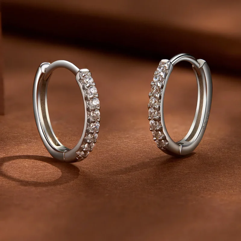 (immagine per) Orecchini a cerchio in stile Pandora con Moissanite di alta qualità - MSE022 - Visualizza 4