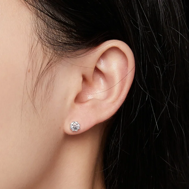 (immagine per) Orecchini a cerchio Moissanite stile Pandora con 0,5 carati - MSE019-S - Visualizza 4