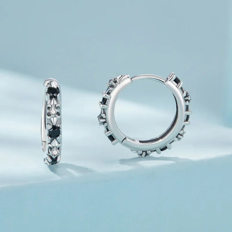 (immagine per) Orecchini a cerchio stile Pandora con Iris - SCE1605-BK - Visualizza 2