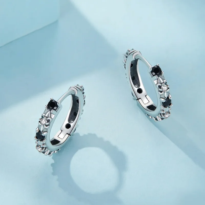 (immagine per) Orecchini a cerchio stile Pandora con Iris - SCE1605-BK - Visualizza 3