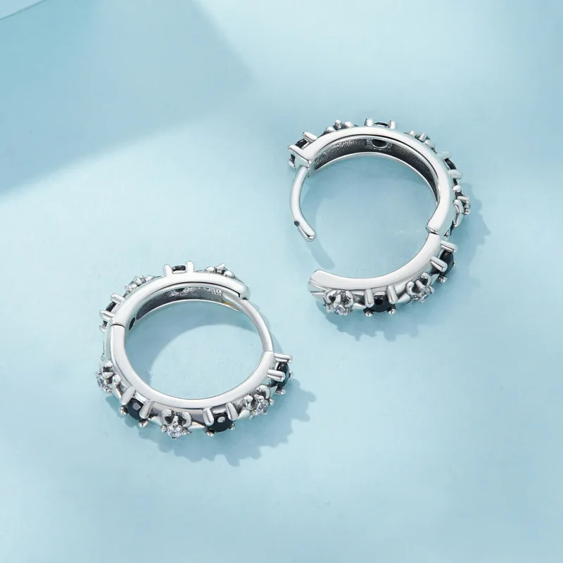 (immagine per) Orecchini a cerchio stile Pandora con Iris - SCE1605-BK - Visualizza 4