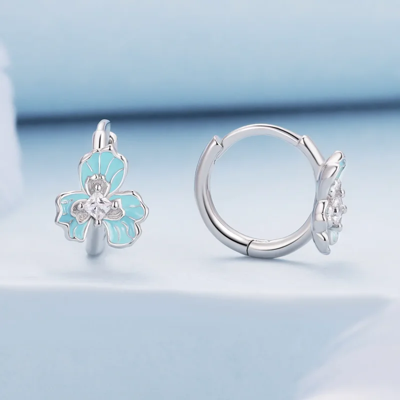 (immagine per) Orecchini a cerchio stile Pandora con pendenti blu-iris - BSE843 - Visualizza 2