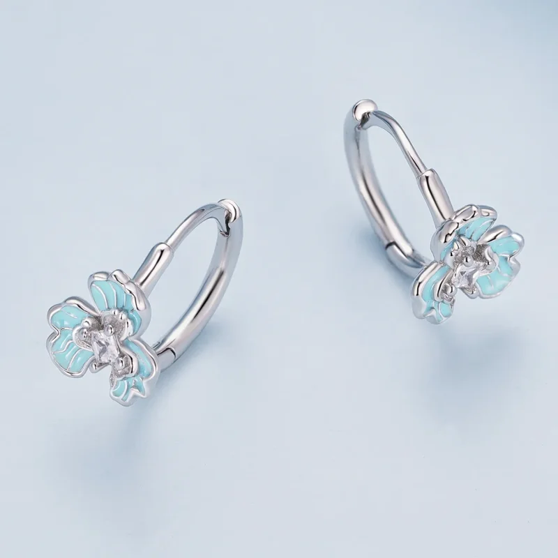 (immagine per) Orecchini a cerchio stile Pandora con pendenti blu-iris - BSE843 - Visualizza 3