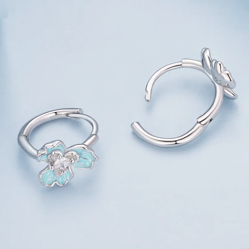 (immagine per) Orecchini a cerchio stile Pandora con pendenti blu-iris - BSE843 - Visualizza 4