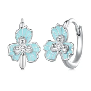 (immagine per) Orecchini a cerchio stile Pandora con pendenti blu-iris - BSE843