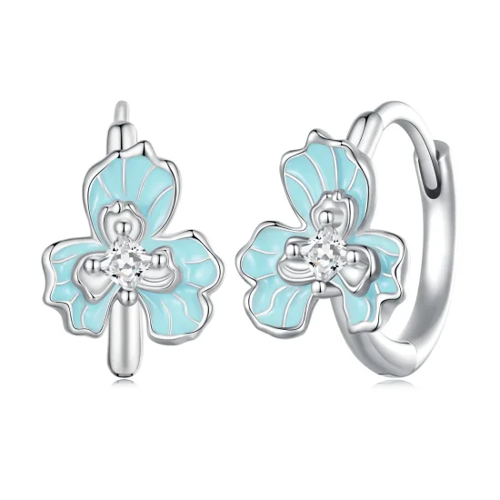 (immagine per) Orecchini a cerchio stile Pandora con pendenti blu-iris - BSE843