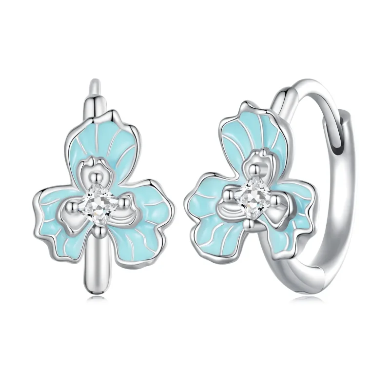 (immagine per) Orecchini a cerchio stile Pandora con pendenti blu-iris - BSE843