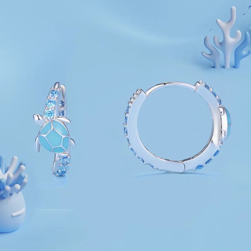 (immagine per) Orecchini a cerchio stile Pandora con tartaruga marina - SCE1596 - Visualizza 2