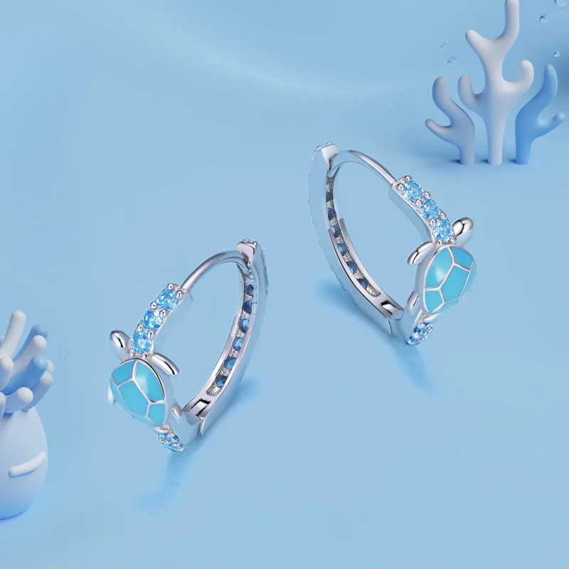 (immagine per) Orecchini a cerchio stile Pandora con tartaruga marina - SCE1596 - Visualizza 3