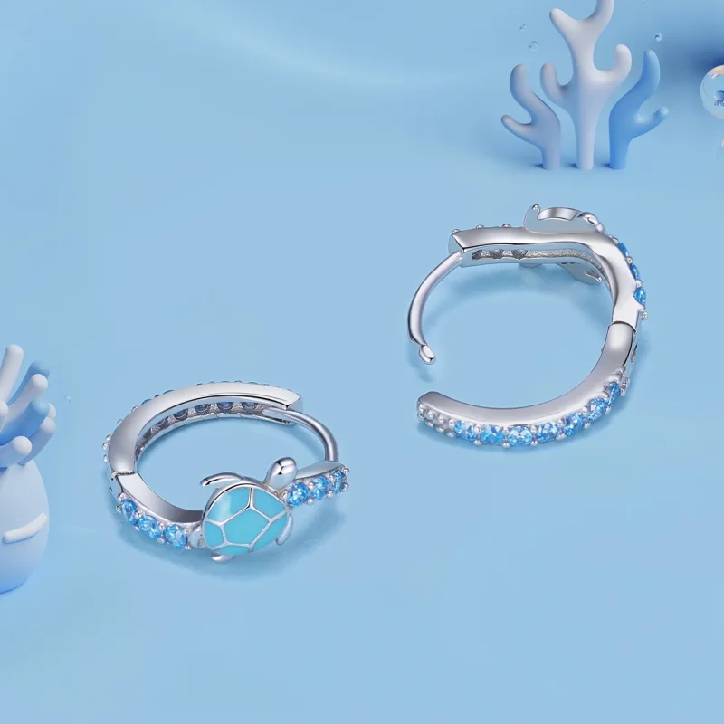 (immagine per) Orecchini a cerchio stile Pandora con tartaruga marina - SCE1596 - Visualizza 4