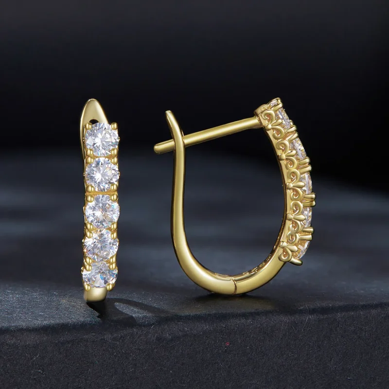 (immagine per) Orecchini a forma di U con motivo di Moissanite di stile Pandora - MSE011-B - Visualizza 2