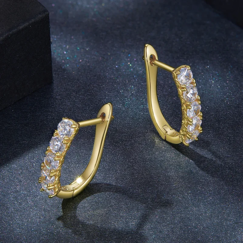 (immagine per) Orecchini a forma di U con motivo di Moissanite di stile Pandora - MSE011-B - Visualizza 3