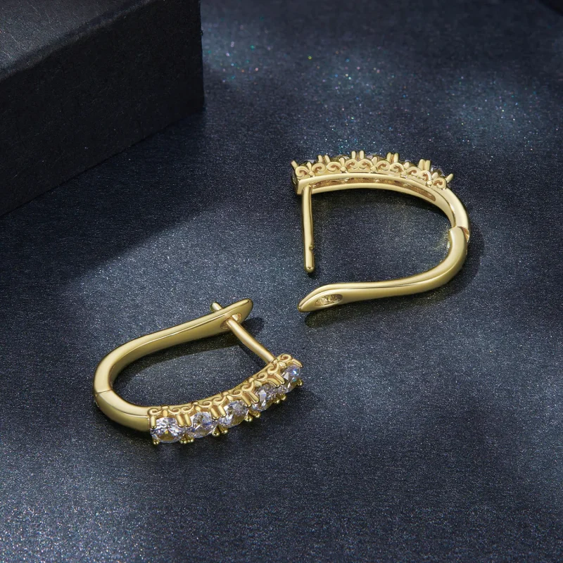 (immagine per) Orecchini a forma di U con motivo di Moissanite di stile Pandora - MSE011-B - Visualizza 4