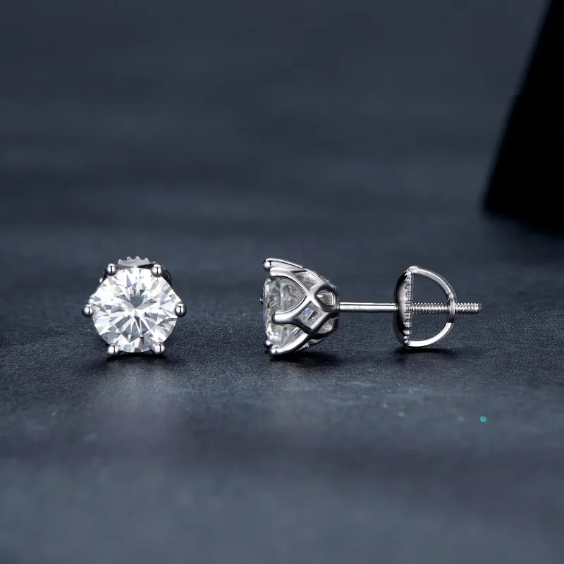 (immagine per) Orecchini a monachella in stile Pandora con moissanite da un carato e quattro gr - Visualizza 3