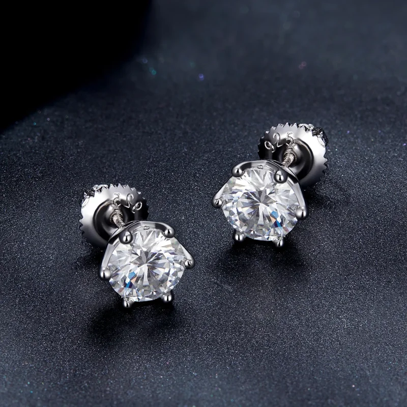 (immagine per) Orecchini a monachella in stile Pandora con moissanite da un carato e quattro gr - Visualizza 4