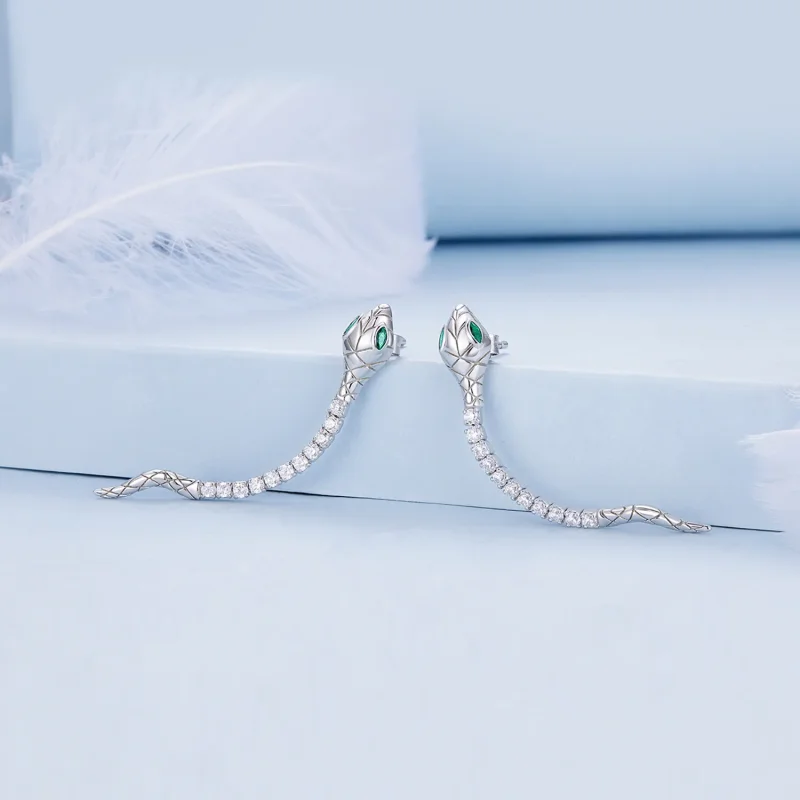 (immagine per) Orecchini a perno con serpente dello spirito stile Pandora - BSE851 - Visualizza 2