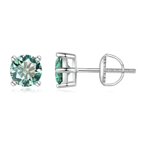 Orecchini a perno in stile Pandora con moissanite da 0,5 carati a quattro griffe - MSE003-CFS (immagine per) Orecchini a perno in stile Pandora con moissanite da 0,5 carati a quattro griffe - MSE003-CFS
