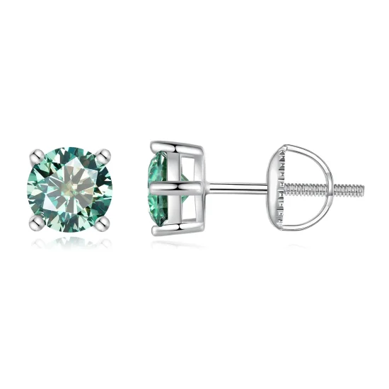 (immagine per) Orecchini a perno in stile Pandora con moissanite da 0,5 carati a quattro griffe - MSE003-CFS