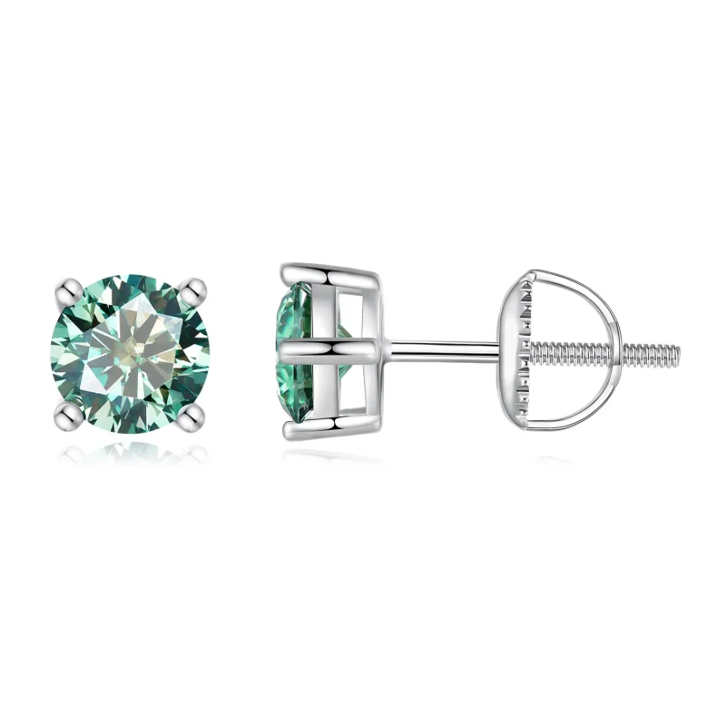 (immagine per) Orecchini a perno in stile Pandora con moissanite da 0,5 carati a quattro griffe - MSE003-CFS
