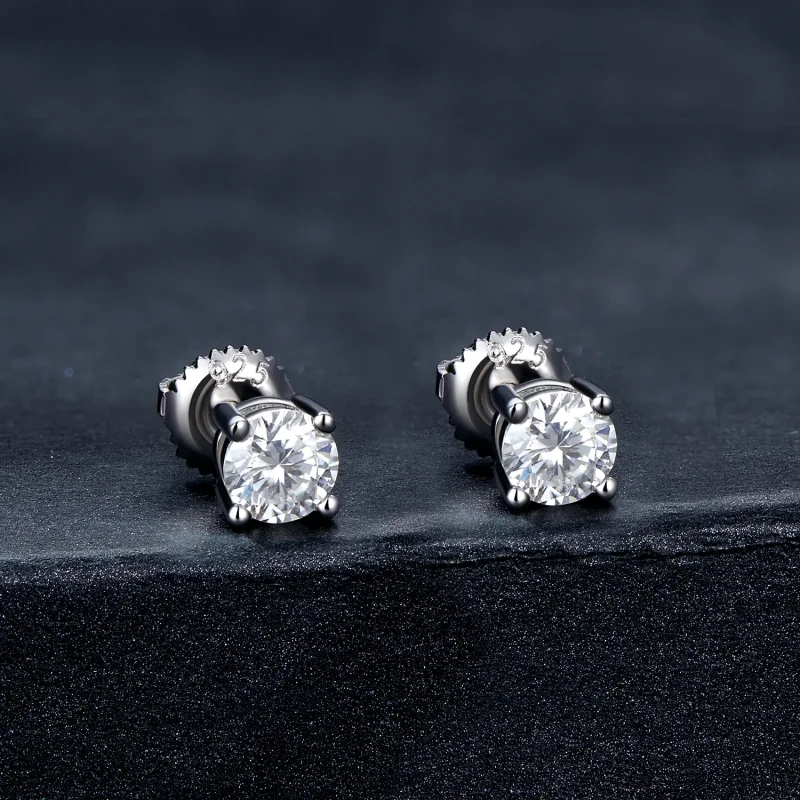 (immagine per) Orecchini a perno in stile Pandora con Moissanite da 0,5 carati a quattro griffe - Visualizza 2