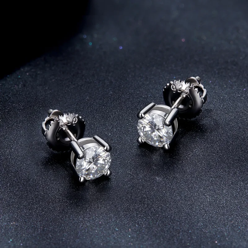 (immagine per) Orecchini a perno in stile Pandora con Moissanite da 0,5 carati a quattro griffe - Visualizza 4