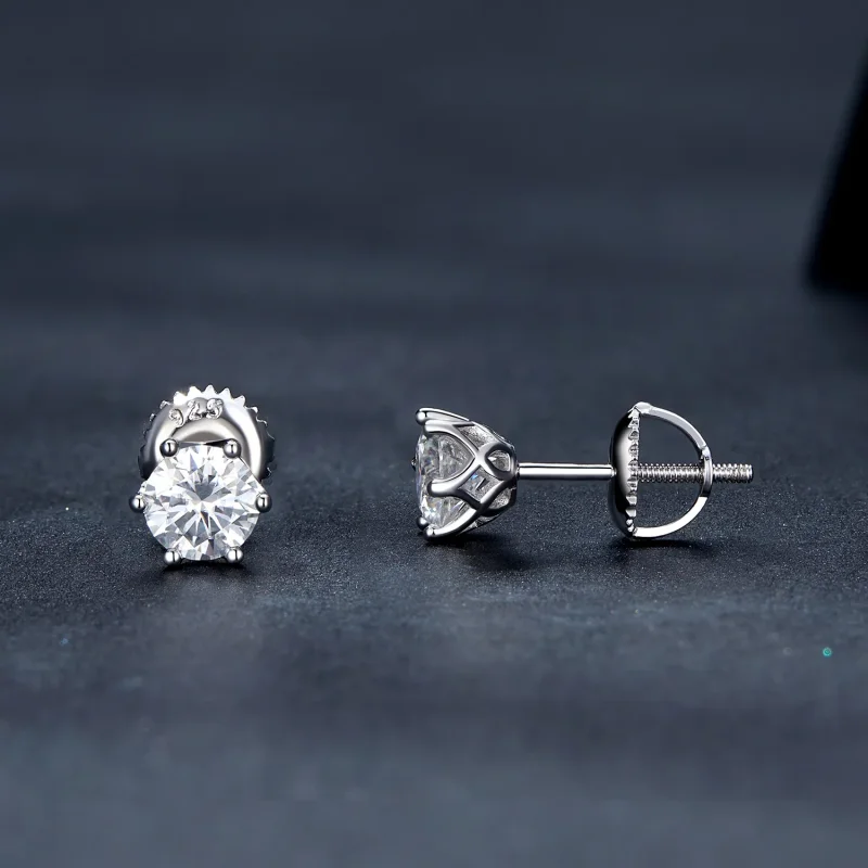 (immagine per) Orecchini a perno in stile Pandora con moissanite da 0,5 carati a quattro griffe - Visualizza 3