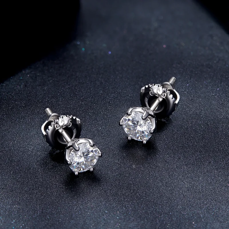 (immagine per) Orecchini a perno in stile Pandora con moissanite da 0,5 carati a quattro griffe - Visualizza 4