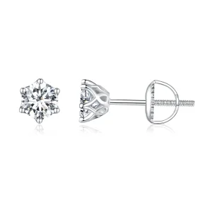 (immagine per) Orecchini a perno in stile Pandora con moissanite da 0,5 carati a quattro griffe - MSE004-S