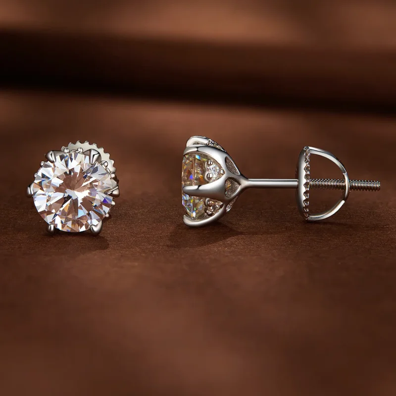 (immagine per) Orecchini a perno in stile Pandora con Moissanite da 1 carato - MSE020-L - Visualizza 2