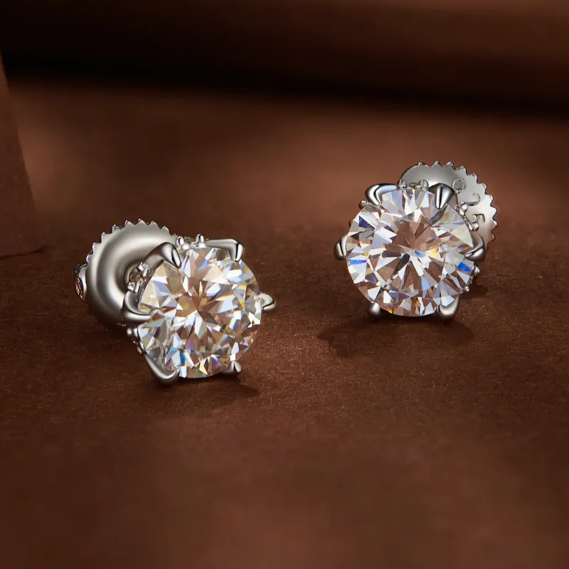 (immagine per) Orecchini a perno in stile Pandora con Moissanite da 1 carato - MSE020-L - Visualizza 3