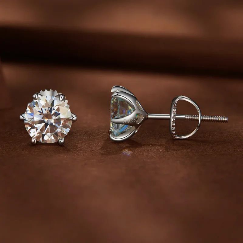 (immagine per) Orecchini a perno in stile Pandora con moissanite da 1 carato - MSE021-S - Visualizza 2