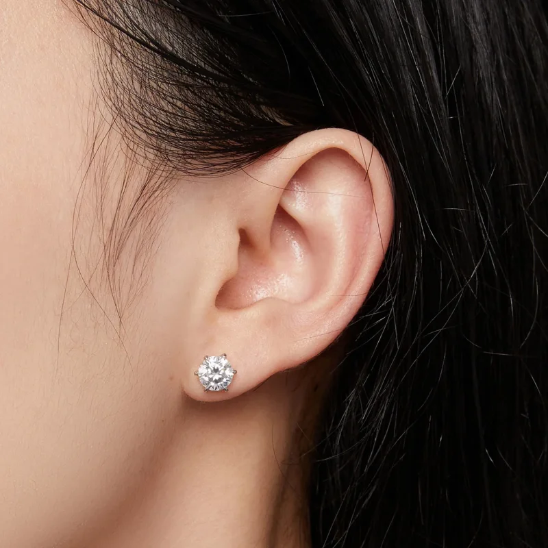 (immagine per) Orecchini a perno in stile Pandora con moissanite da 1 carato - MSE021-S - Visualizza 4
