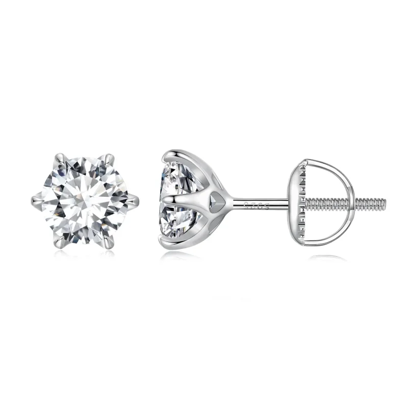 (immagine per) Orecchini a perno in stile Pandora con moissanite da 1 carato - MSE021-S
