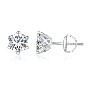 (immagine per) Orecchini a perno in stile Pandora con moissanite da un carato e quattro griffe - MSE004-XL