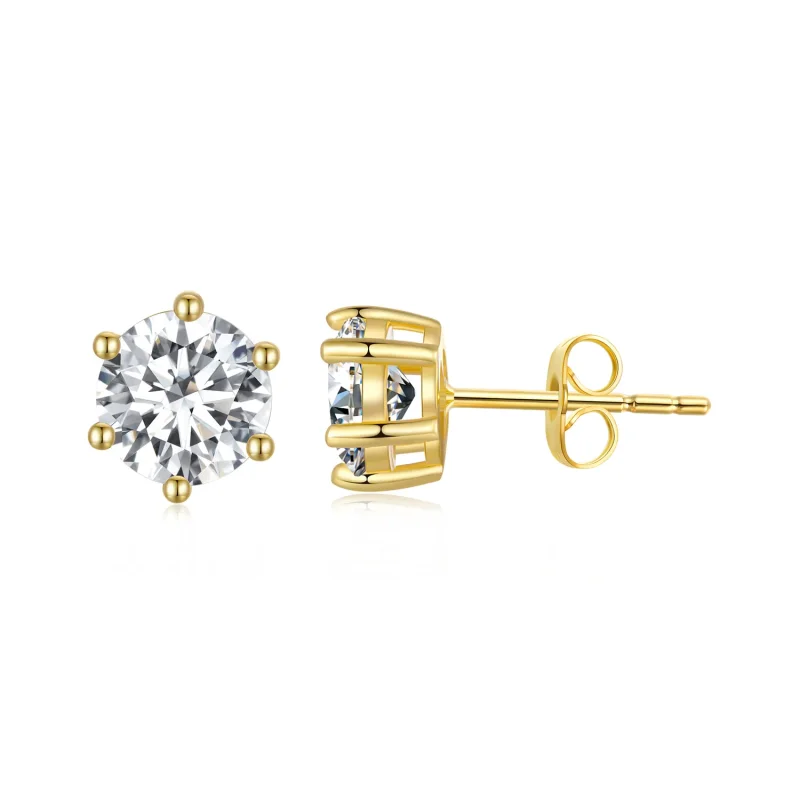 (immagine per) Orecchini a perno in zircone lucido placcati in oro stile Pandora - BSE615-6B