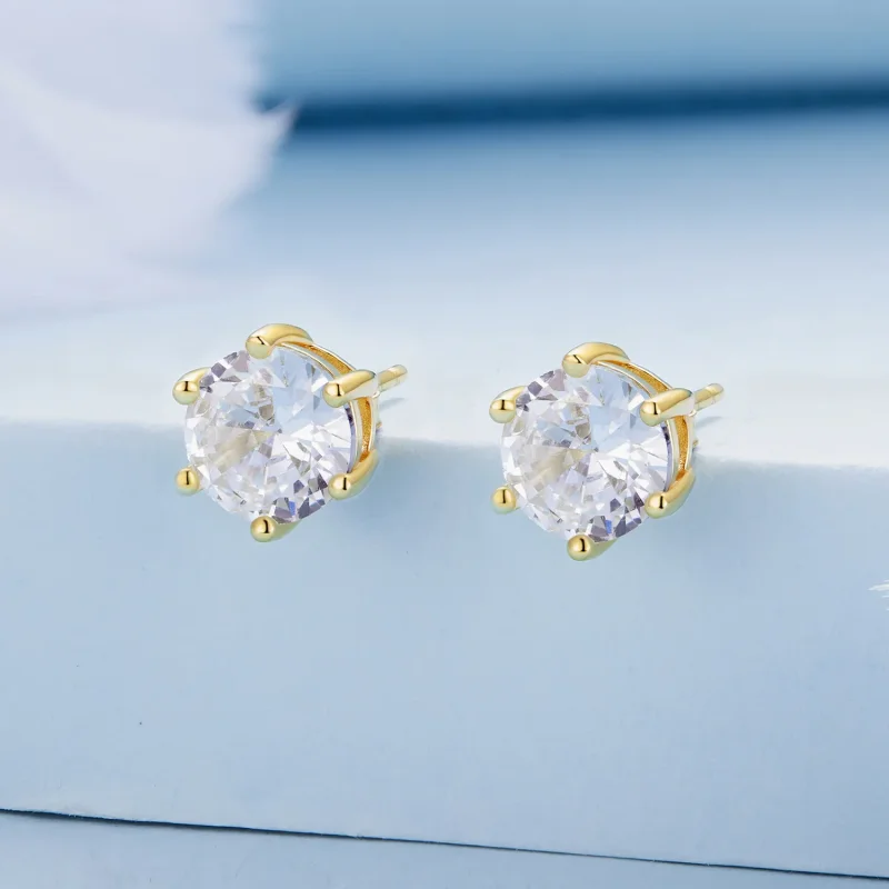 (immagine per) Orecchini a perno in zircone lucido placcati in oro stile Pandora - BSE615-7B - Visualizza 2