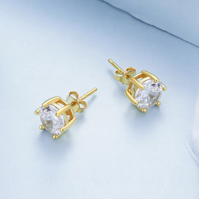 (immagine per) Orecchini a perno in zircone lucido placcati in oro stile Pandora - BSE615-7B - Visualizza 3