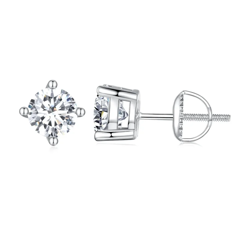 (immagine per) Orecchini a perno Moissanite di un carato con quattro artigli in stile Pandora - MSE003-XL