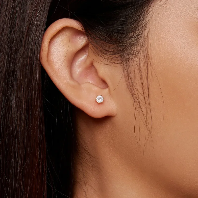 (immagine per) Orecchini a perno placcati in oro con zirconi luccicanti stile Pandora - BSE615- - Visualizza 4