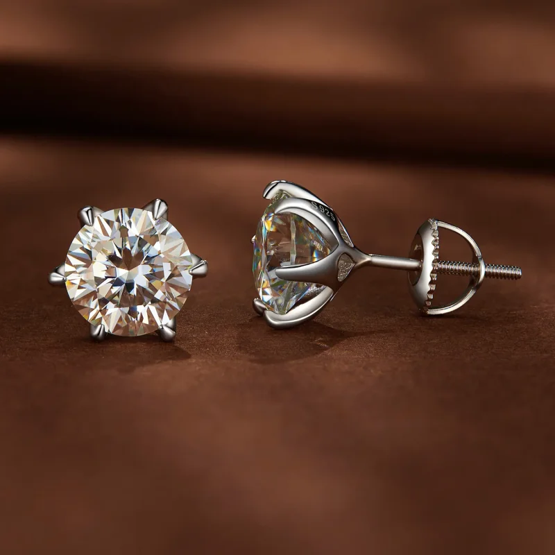 (immagine per) Orecchini con perno in stile Pandora con Moissanite da 2 carati - MSE021-L - Visualizza 2